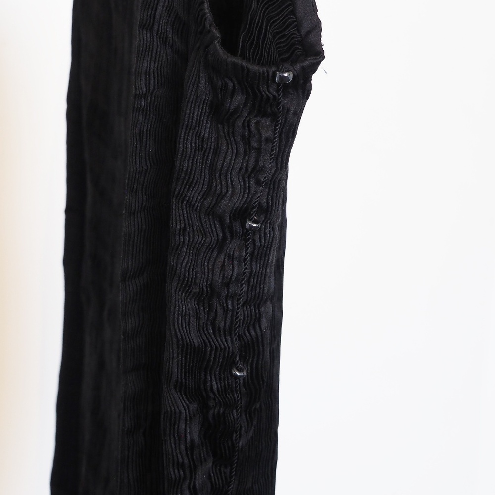 Fortuny Black Satin Pliss Dress 1980s - image 3